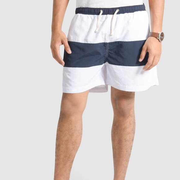 OLGYN Other - OLGYN Men’s Navy Blue White Striped Swim Shorts